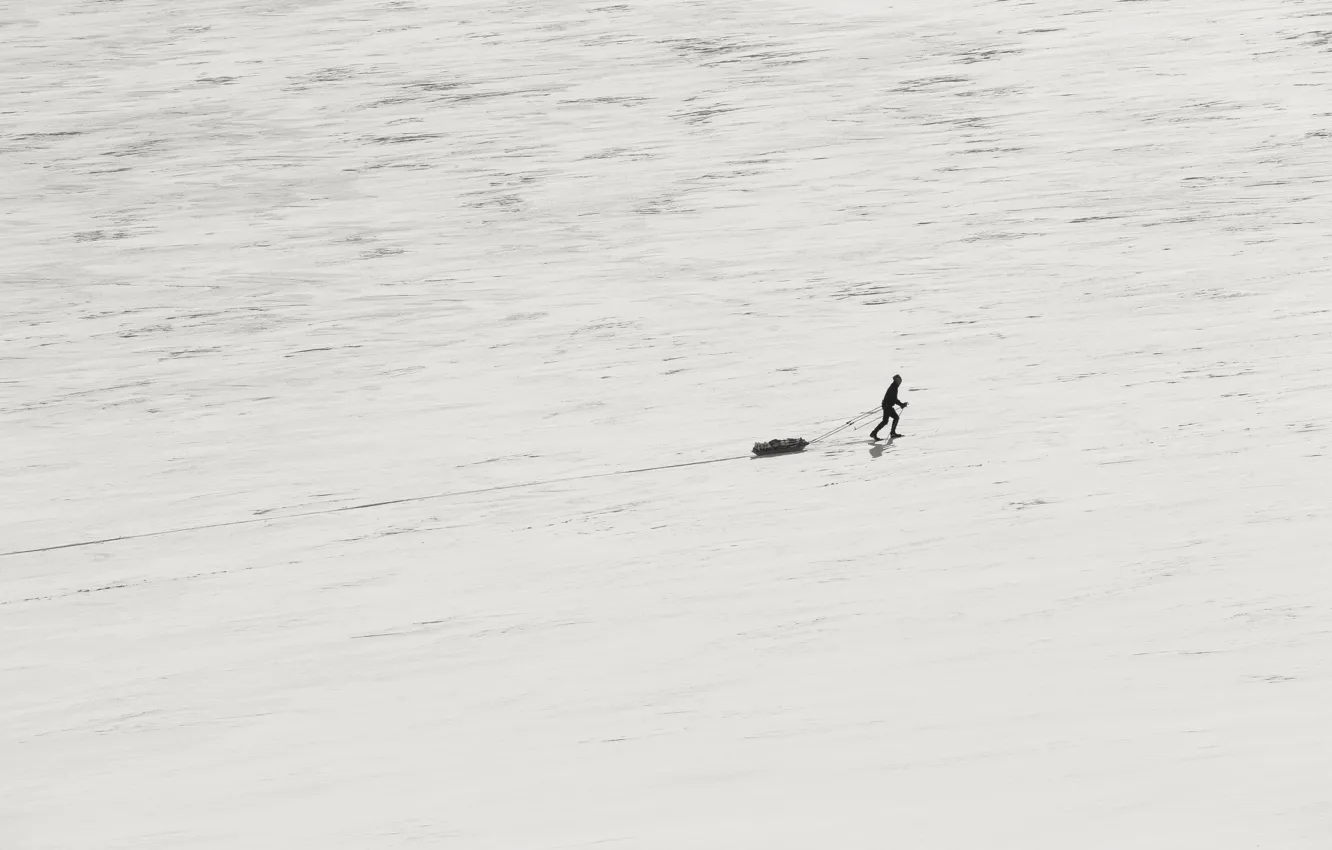 Photo wallpaper field, snow, chnlove