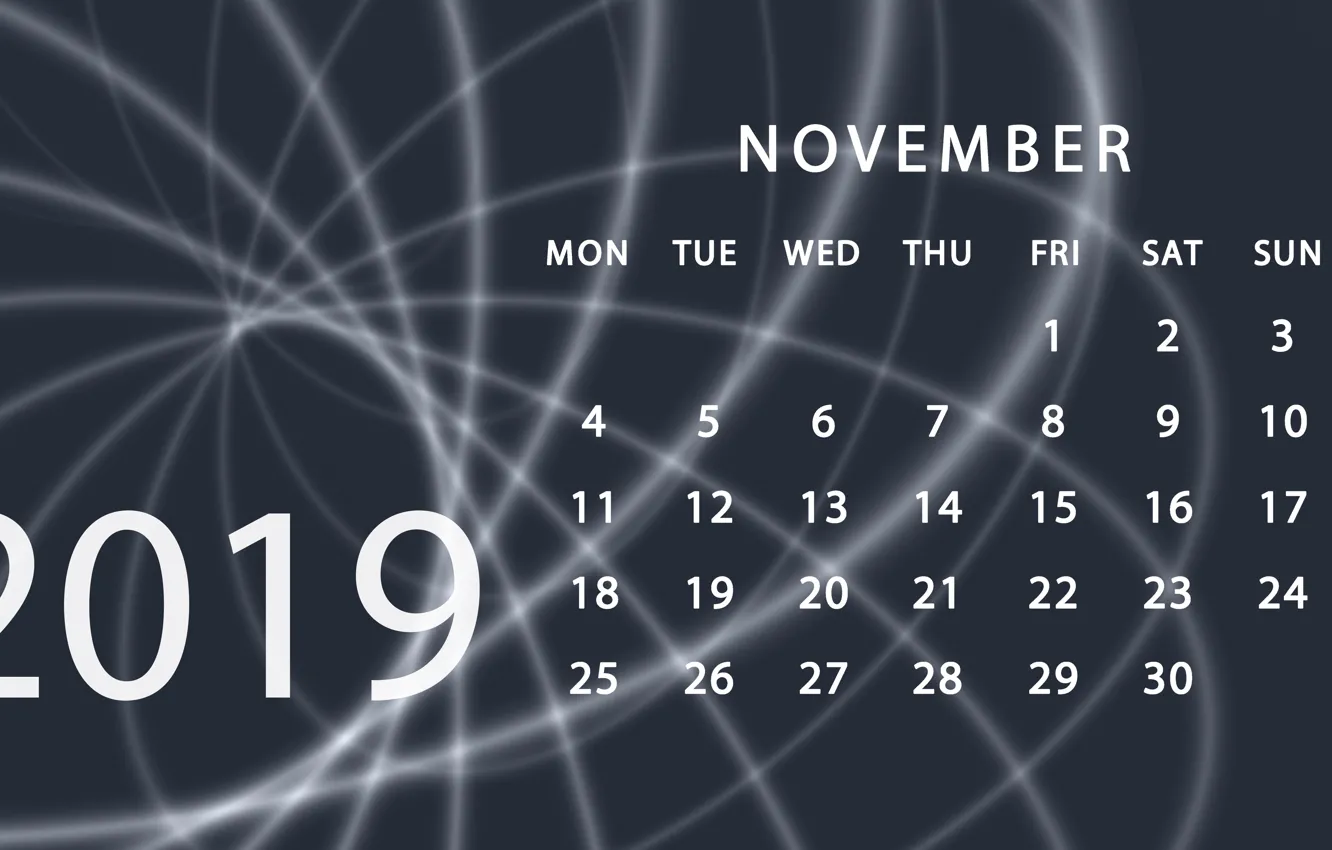 Photo wallpaper calendar, November, 2019