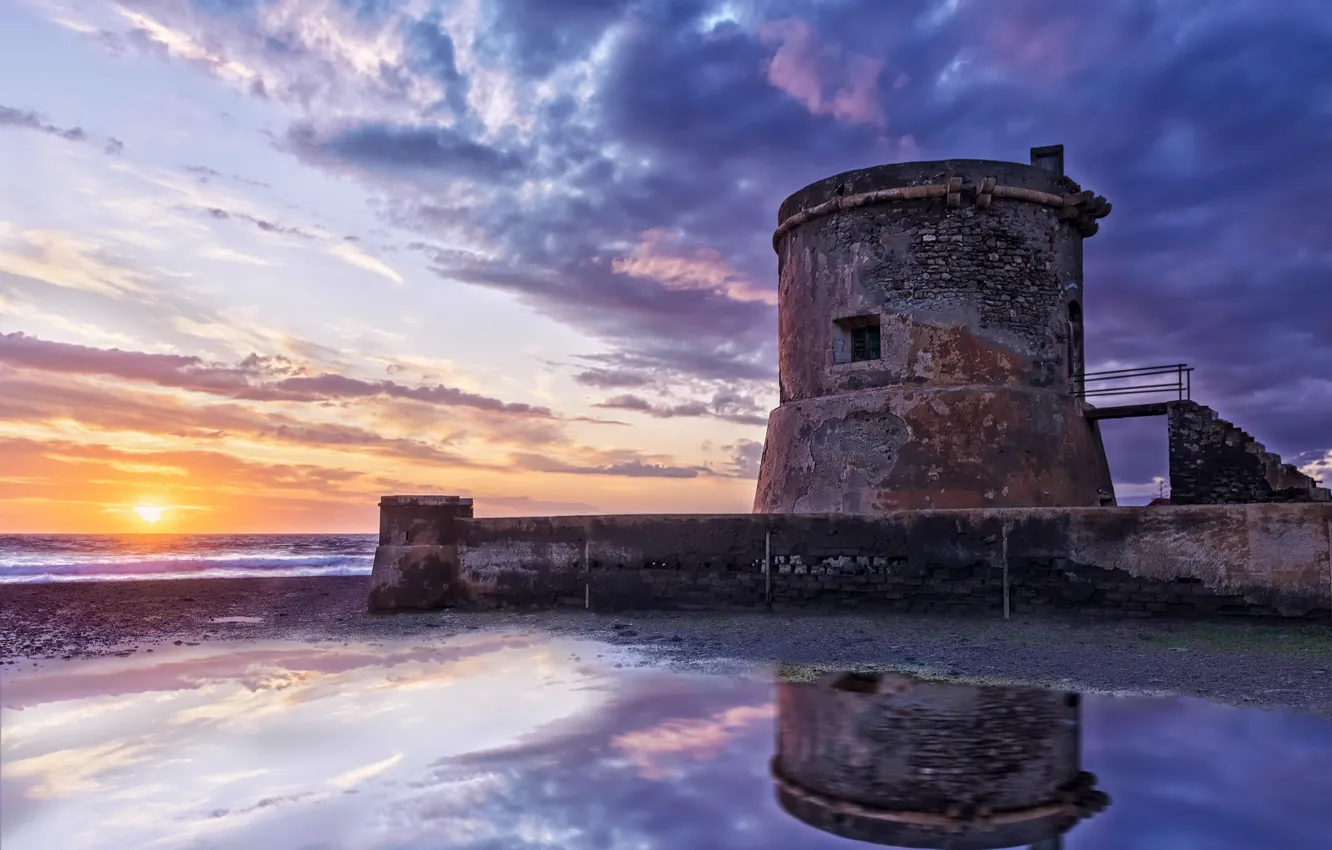 Photo wallpaper tower, sunsets, Almeria, Tower of S. Miguel, cabo de gata