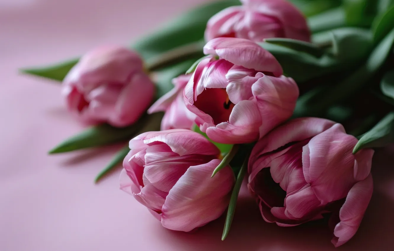 Photo wallpaper leaves, flowers, birthday, holiday, bouquet, spring, petals, tulips