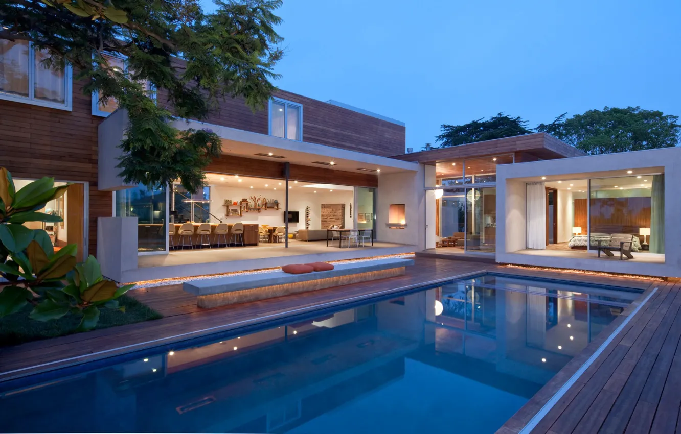 Photo wallpaper Villa, interior, pool, terrace, living space, Outside-Inside House, Appleton Living, by Erla Dögg Ingjaldsdóttir