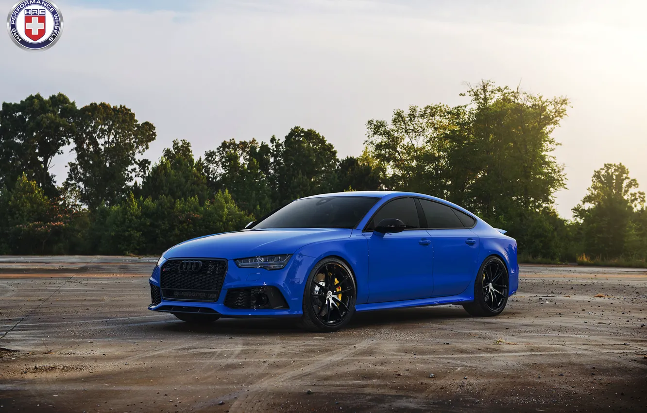 Photo wallpaper Audi, Blue, RS7, HRE, P104