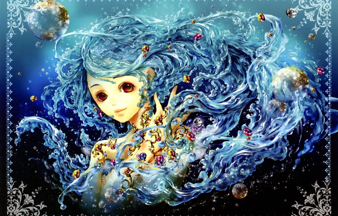 Photo wallpaper look, water, girl, decoration, anime, art, we're not them