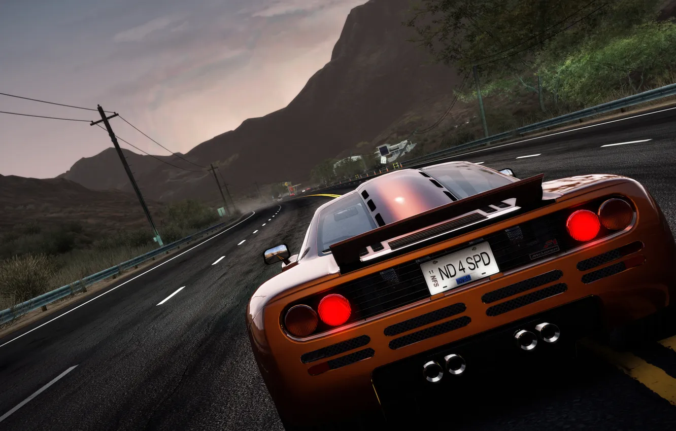 Photo wallpaper road, mountains, night, cars, Hot Pursuit, eed For Speed