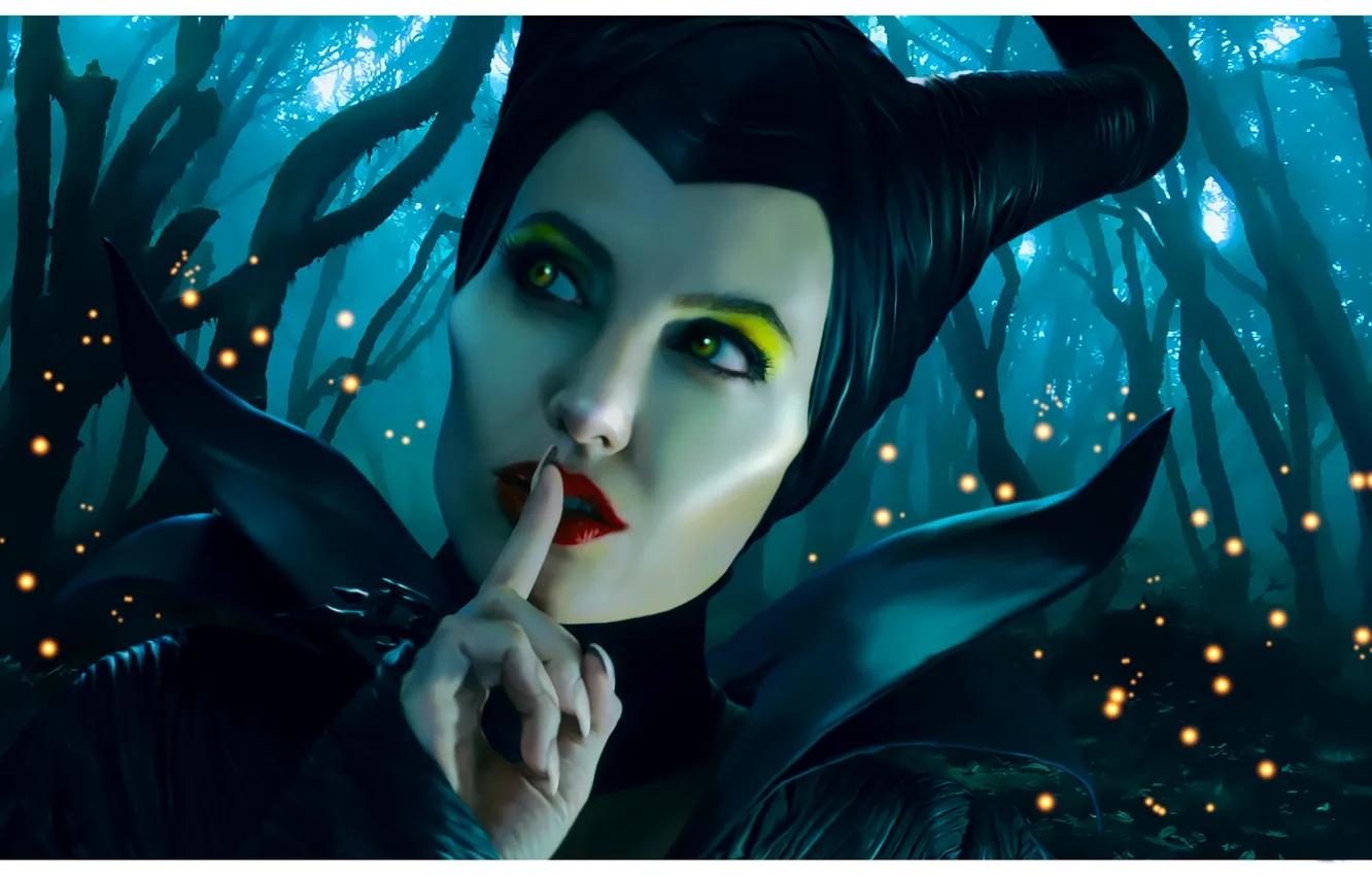 Photo wallpaper look, face, woman, Angelina Jolie, Maleficent