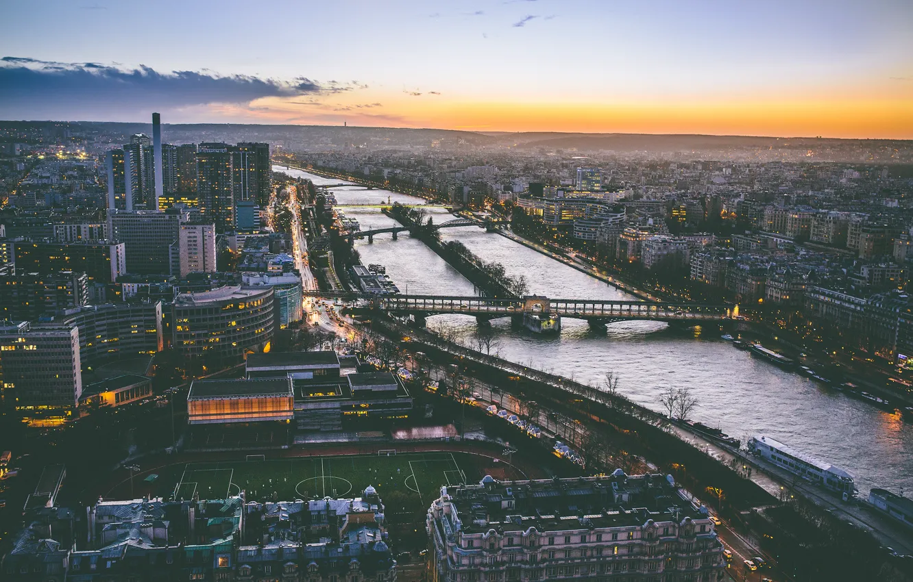 Photo wallpaper the sky, the city, France, Paris, building, the evening