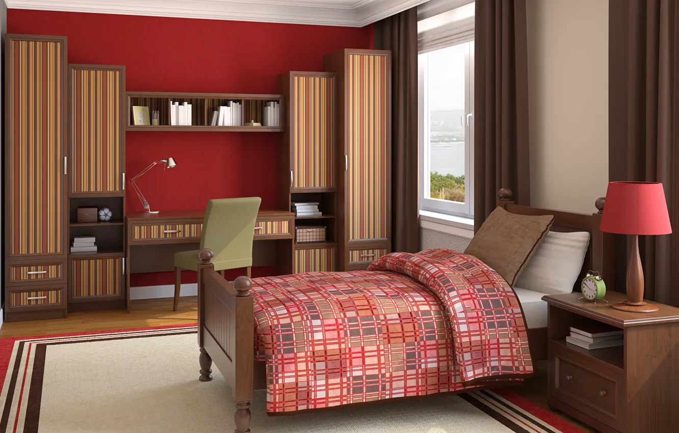 Photo wallpaper design, furniture, bed, interior, children's room, Julia Nazarenko