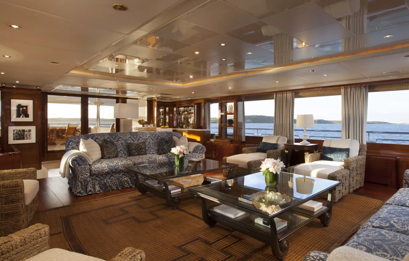 Photo wallpaper design, style, interior, yacht, salon, saloon, Suite, luxury motor yacht
