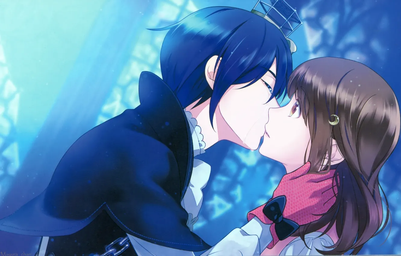 Photo wallpaper girl, romance, kiss, crown, tears, pair, Prince, guy