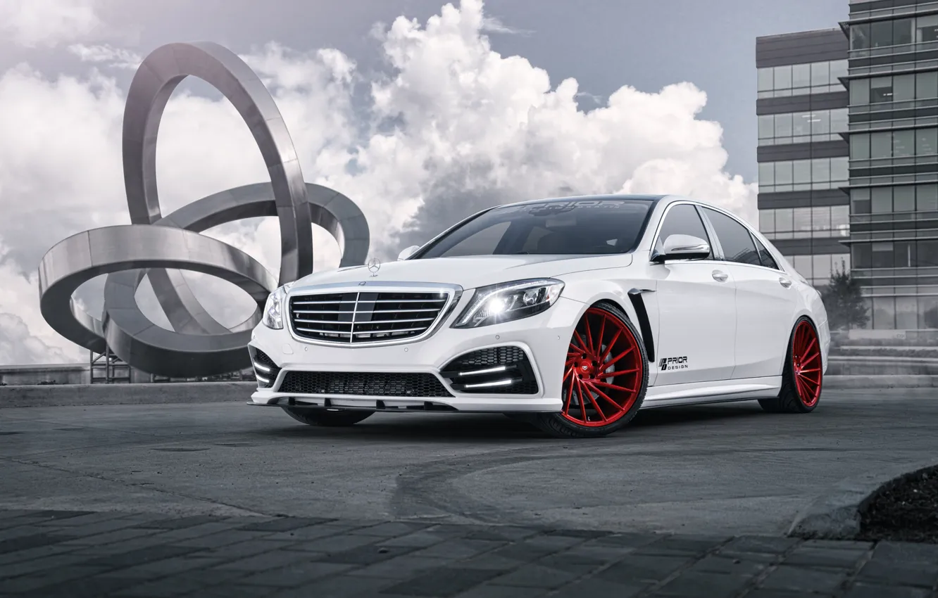 Photo wallpaper Mercedes-Benz, Red, Design, Body, AMG, S550, Vossen, Wheels