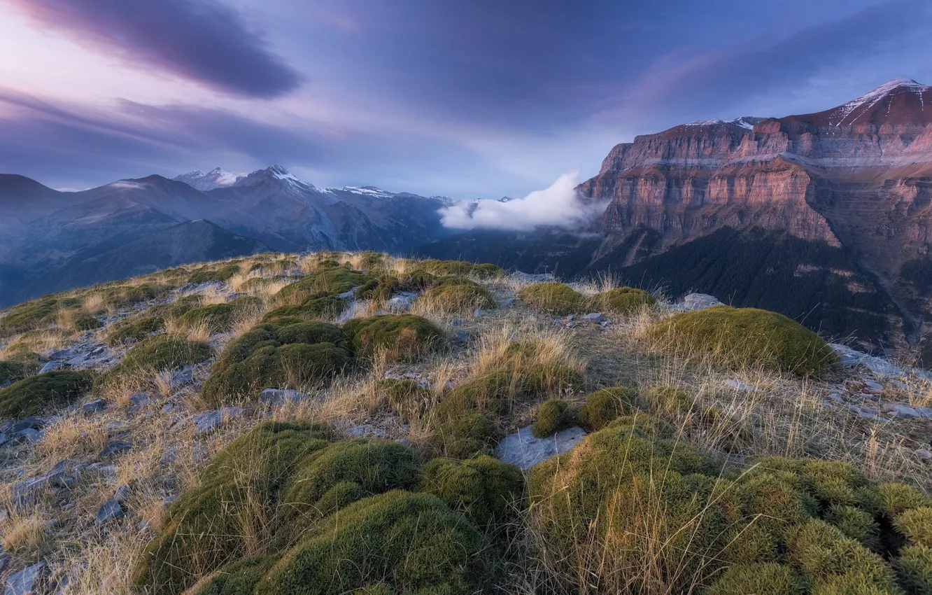 Photo wallpaper clouds, landscape, mountains, nature