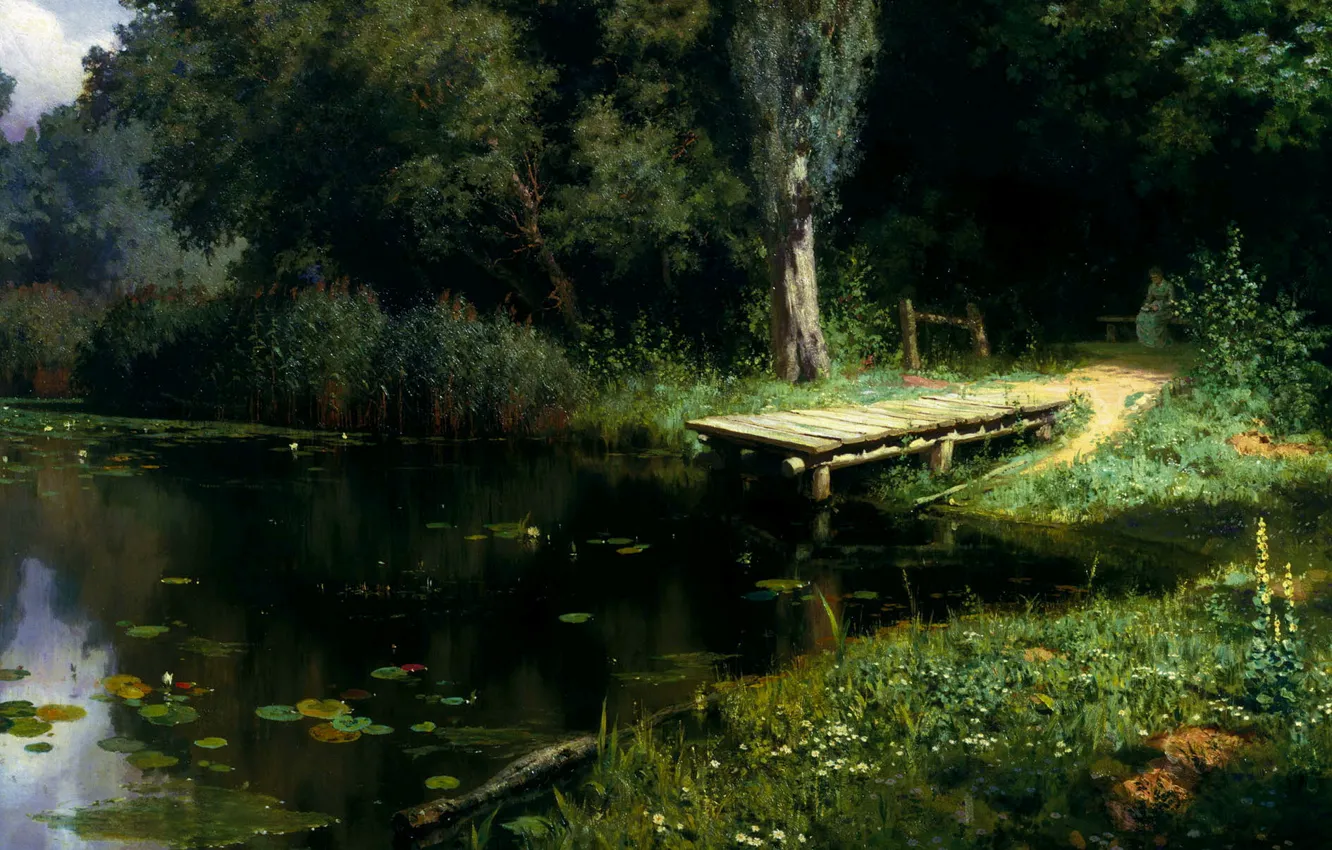 Photo wallpaper picture, Polenov, Overgrown pond