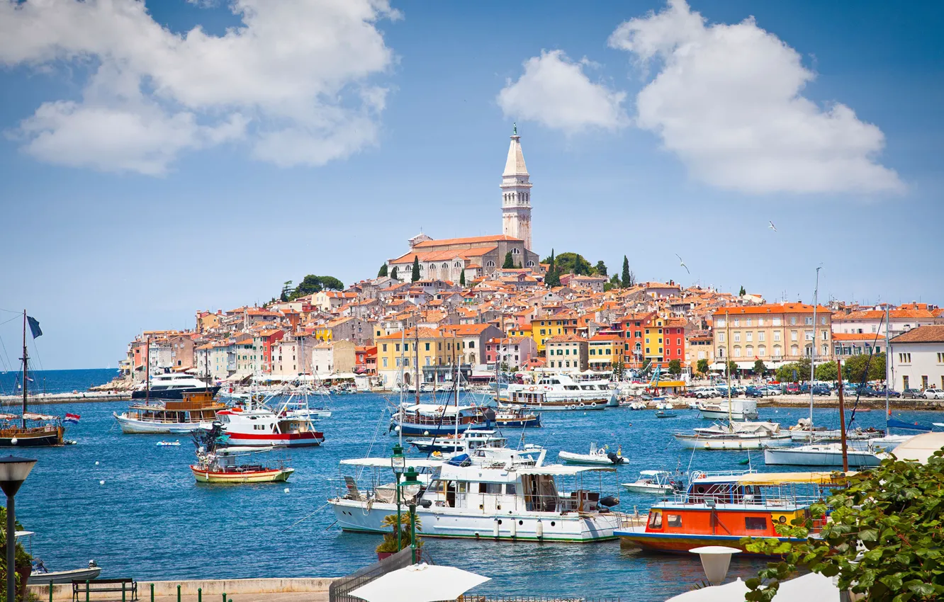 Photo wallpaper boat, Rovinj, Rovinj, Croatia, the city, sea, Jadran