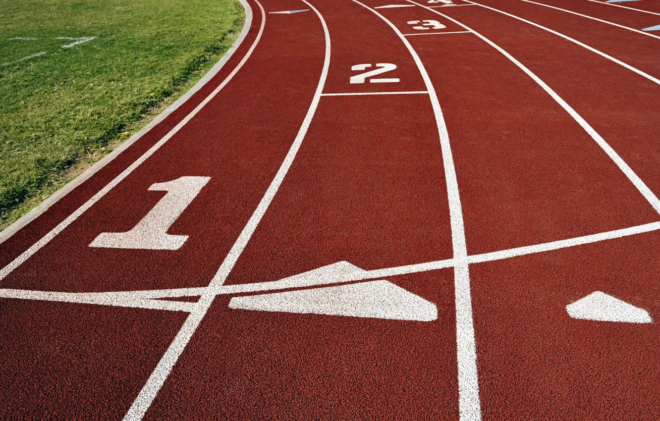 Photo wallpaper sport, red, lines, track, pitch