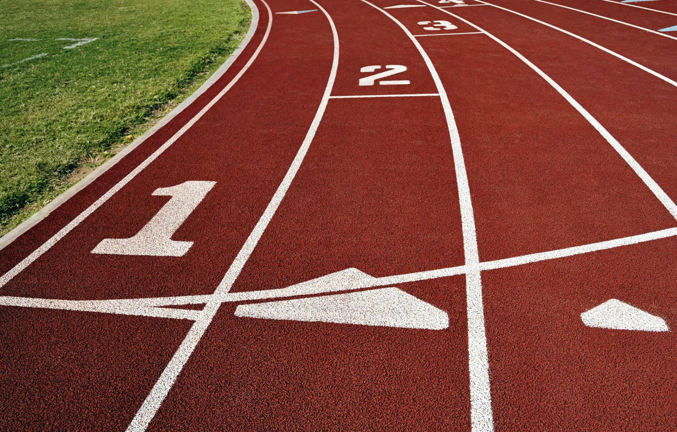 Photo wallpaper red, lines, Sport, Track, pitch