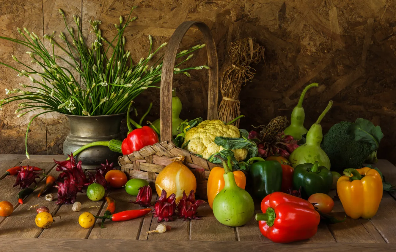 Photo wallpaper harvest, still life, vegetables, autumn, still life, vegetables, harvest