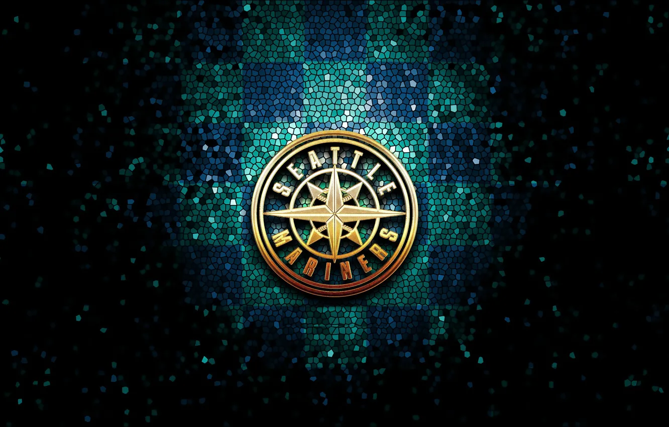 Photo wallpaper wallpaper, logo, Sport, baseball, glitter, checkered, MLB, Seattle Mariners