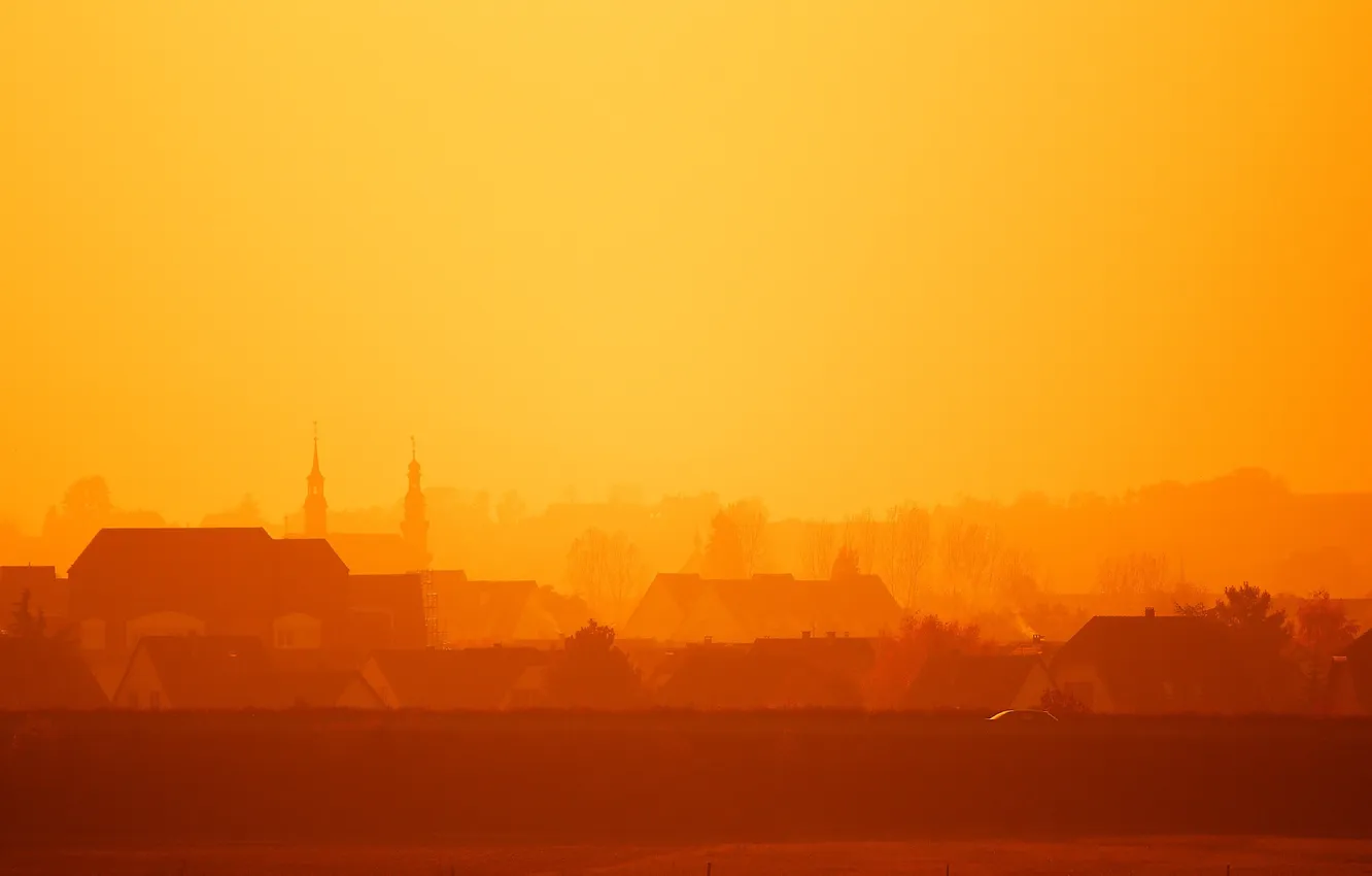 Photo wallpaper the city, France, panorama, glow, Alsace, Molsheim