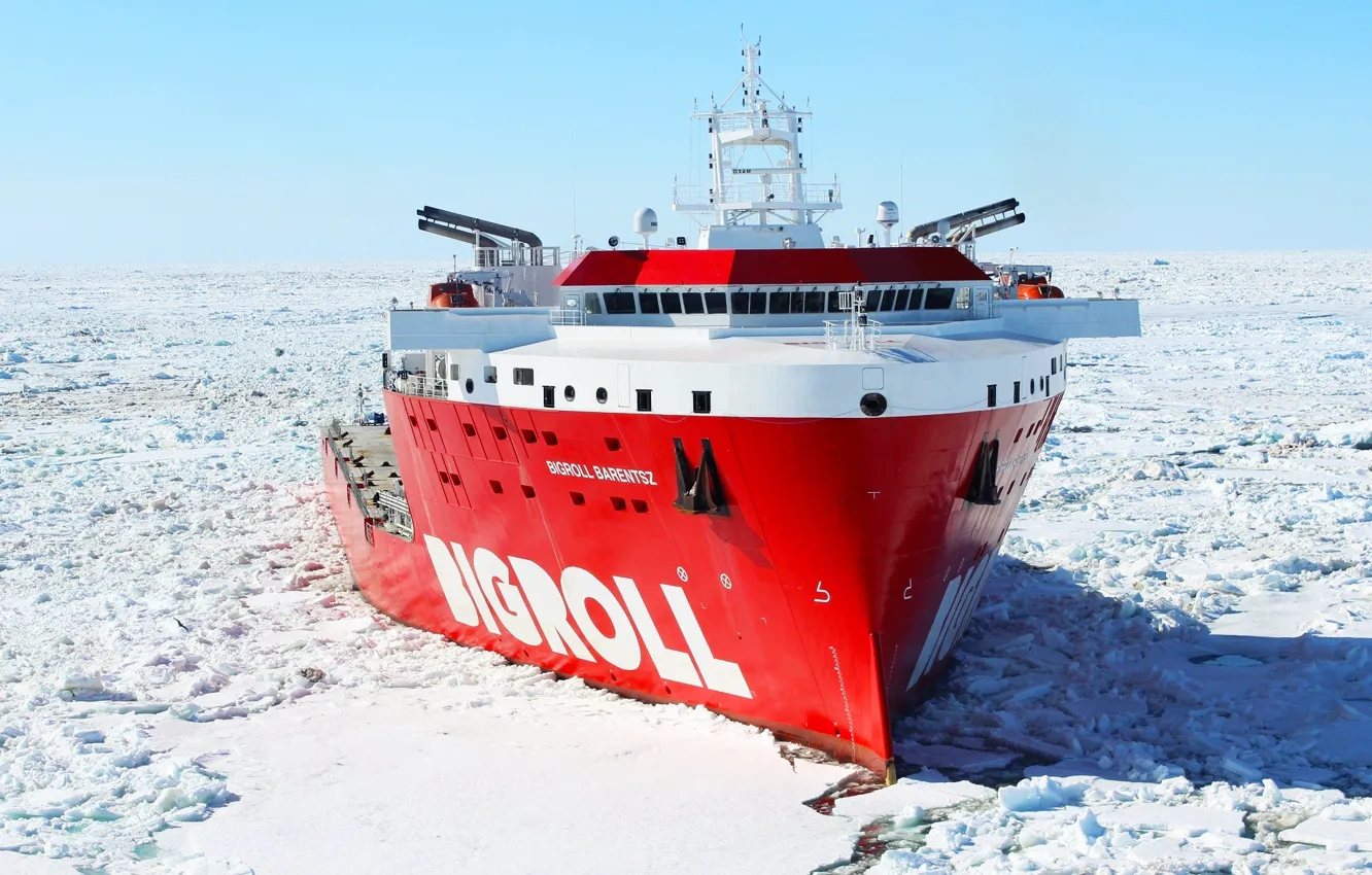 Photo wallpaper Winter, Ice, The ship, Nose, Tank, Offshore, Offshore Supply Ship, by Pixabay