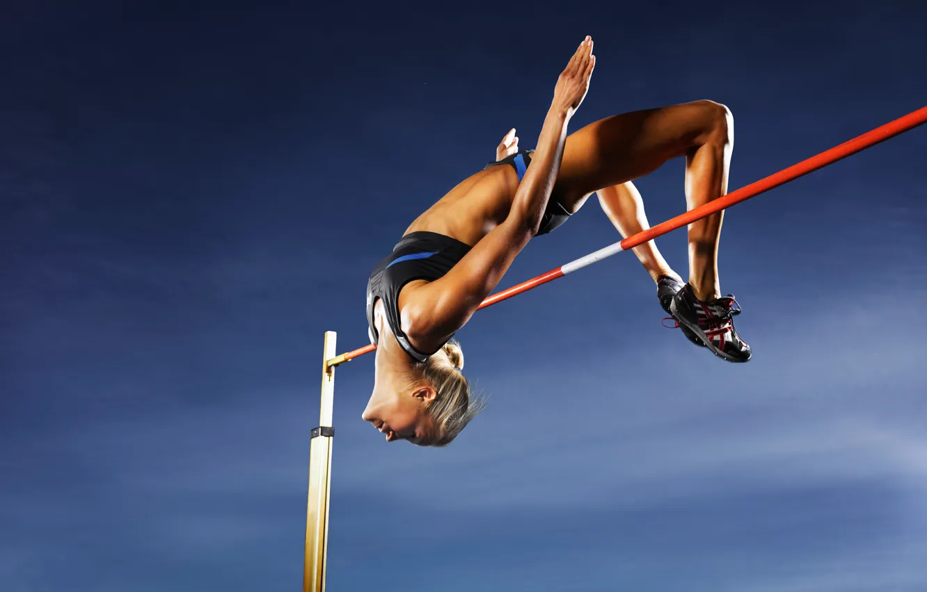 Photo wallpaper women, athletes, high jump