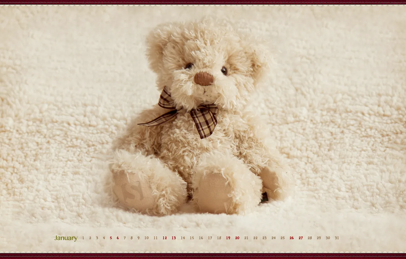 Photo wallpaper toy, bear, calendar, 2013, January, January