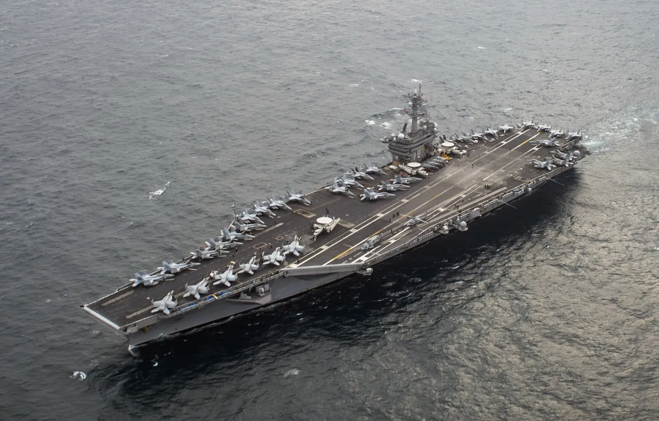 Photo wallpaper night, weapons, ship, aircraft carrier USS Carl Vinson (CVN 70)