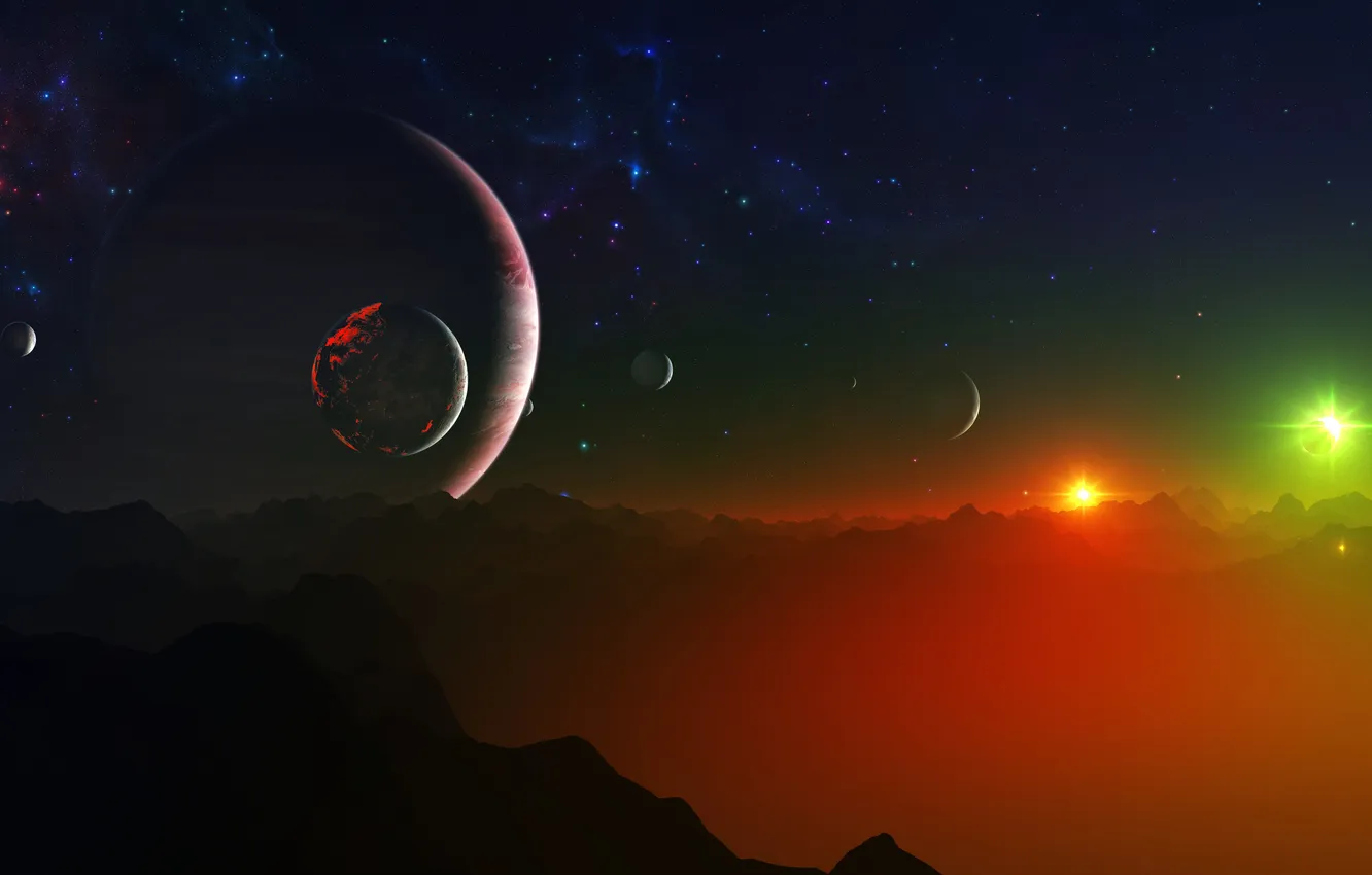 Photo wallpaper planet, binary, galaxy