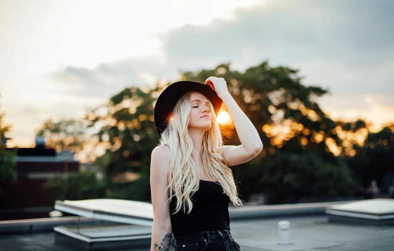 Photo wallpaper summer, girl, face, background, hair, hat
