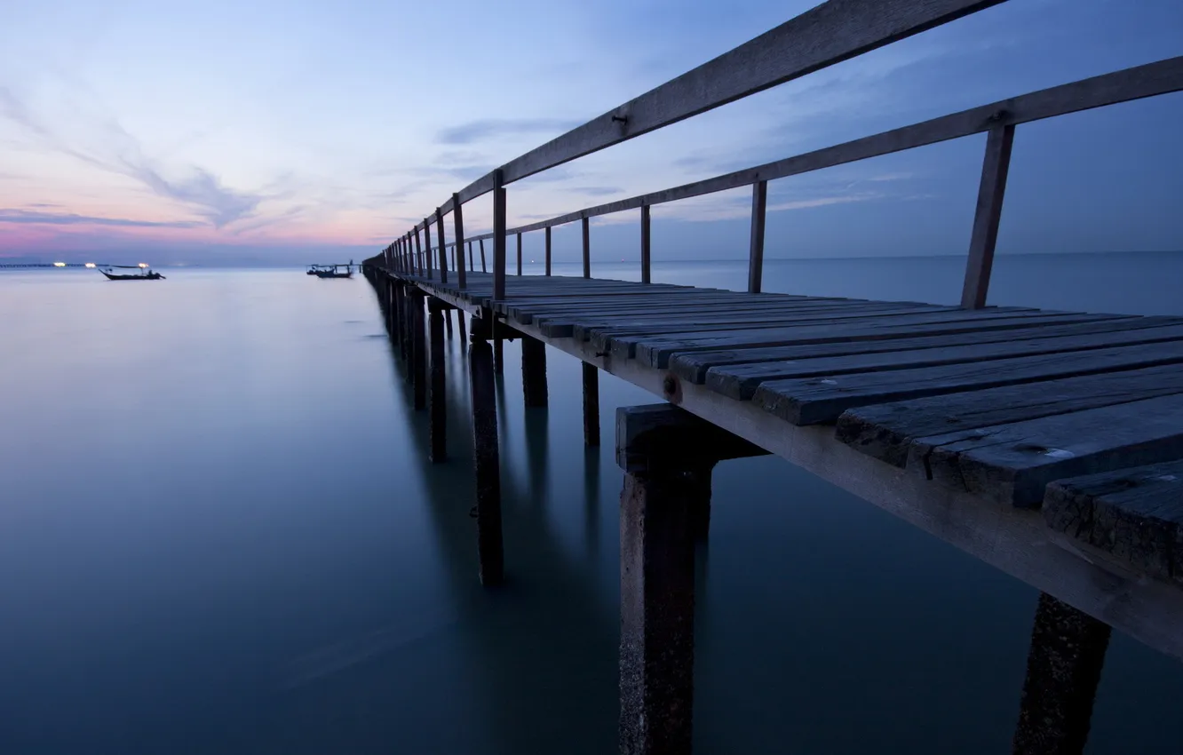 Photo wallpaper landscape, night, bridge, river