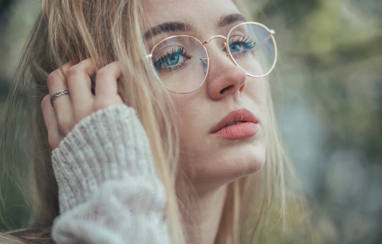 Photo wallpaper portrait, glasses, blonde