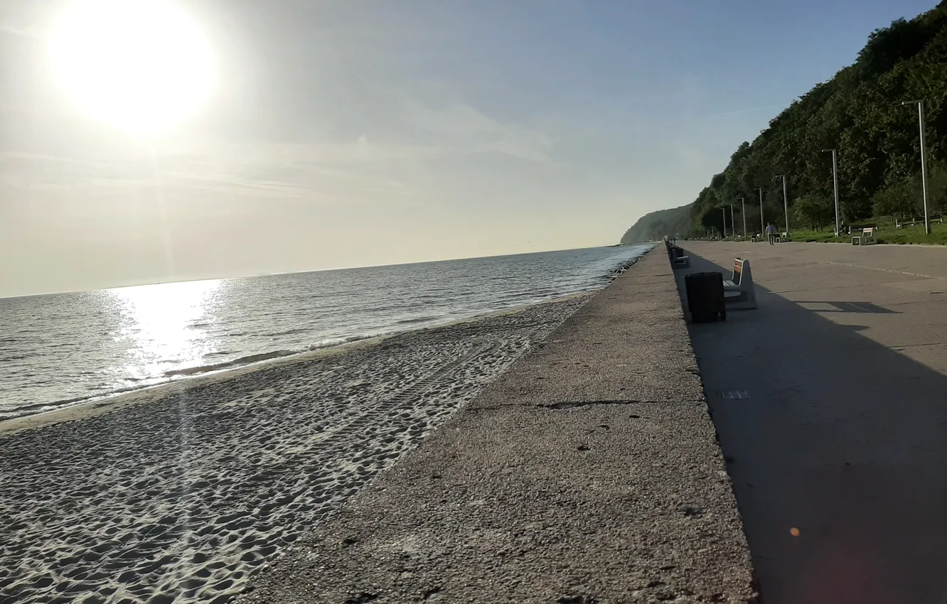 Photo wallpaper Sea, beach, Bulwar, The sun, heat