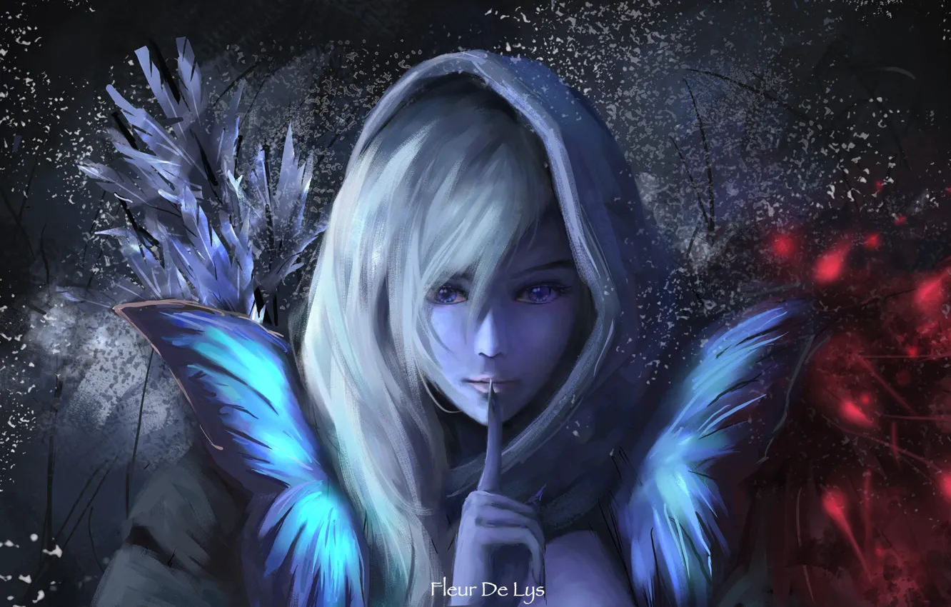 Photo wallpaper look, girl, portrait, art, hood, dota 2