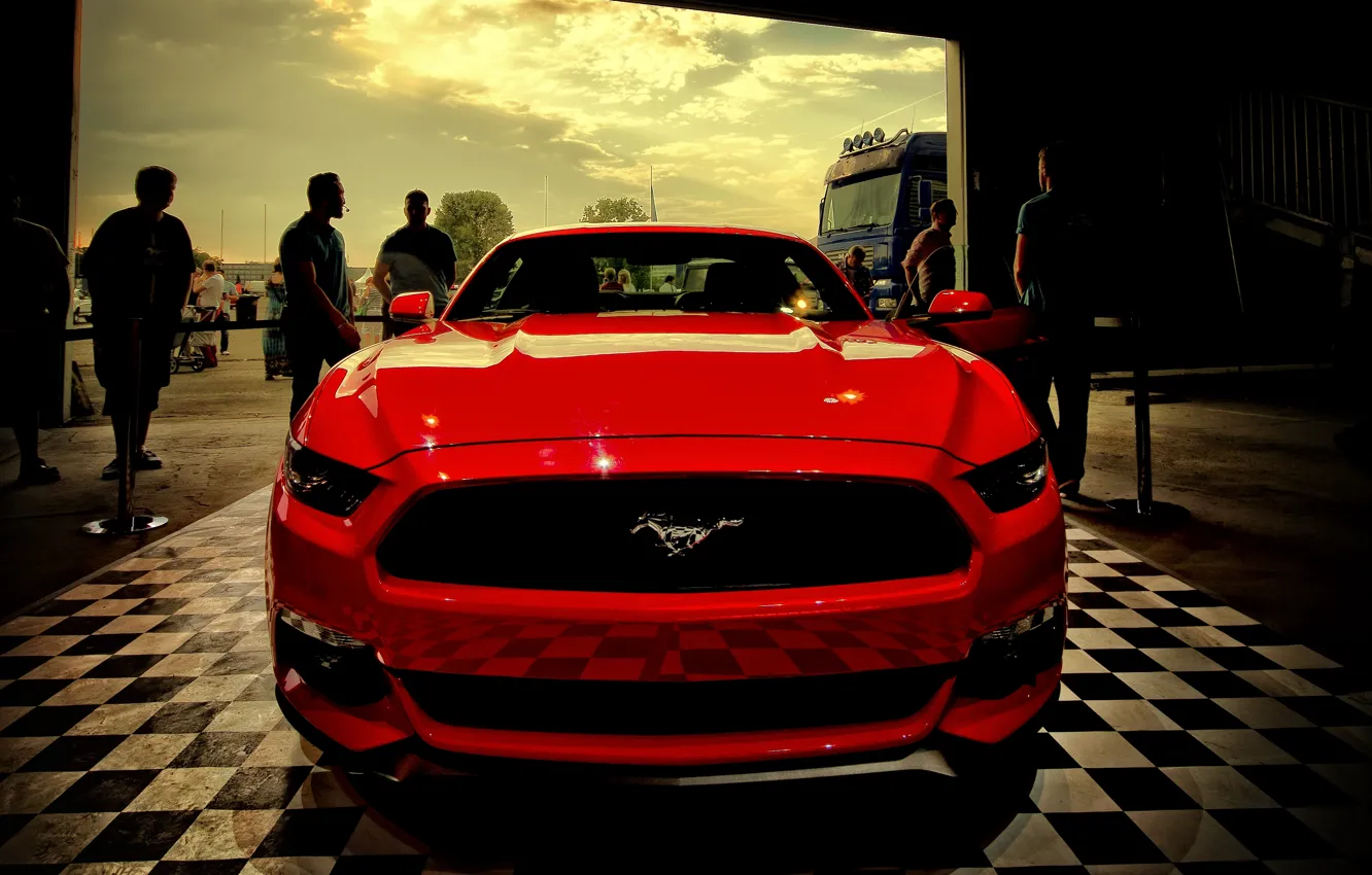 Photo wallpaper hdr, red, ford, MUSTANG