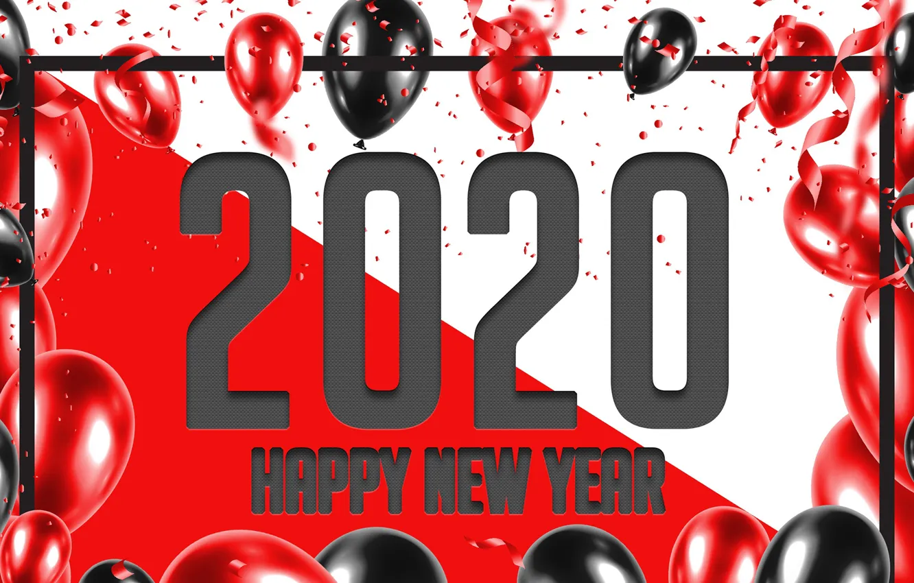 Photo wallpaper holiday, balls, new year, New Year, Happy, 2020