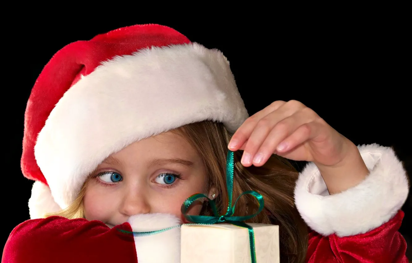 Photo wallpaper eyes, look, red, children, background, holiday, gift, Wallpaper