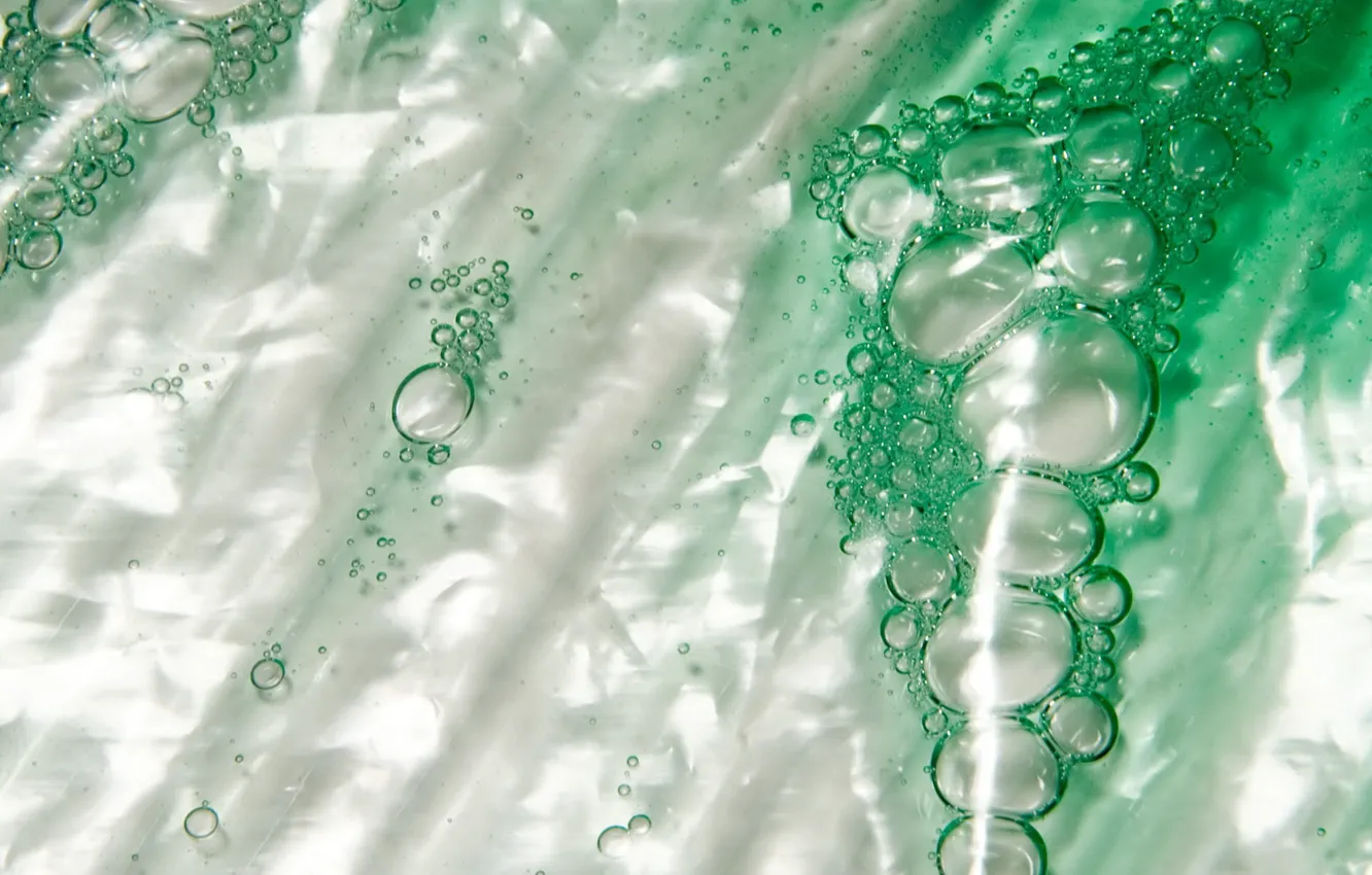 Photo wallpaper greens, bubbles, microsemi