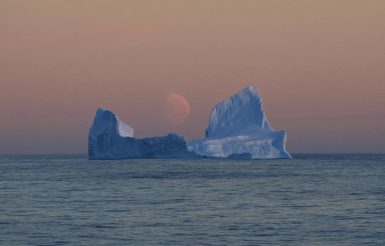 Photo wallpaper the evening, iceberg, Antarctica, pale moon, the Pacific sector of the southern ocean, the Ross …