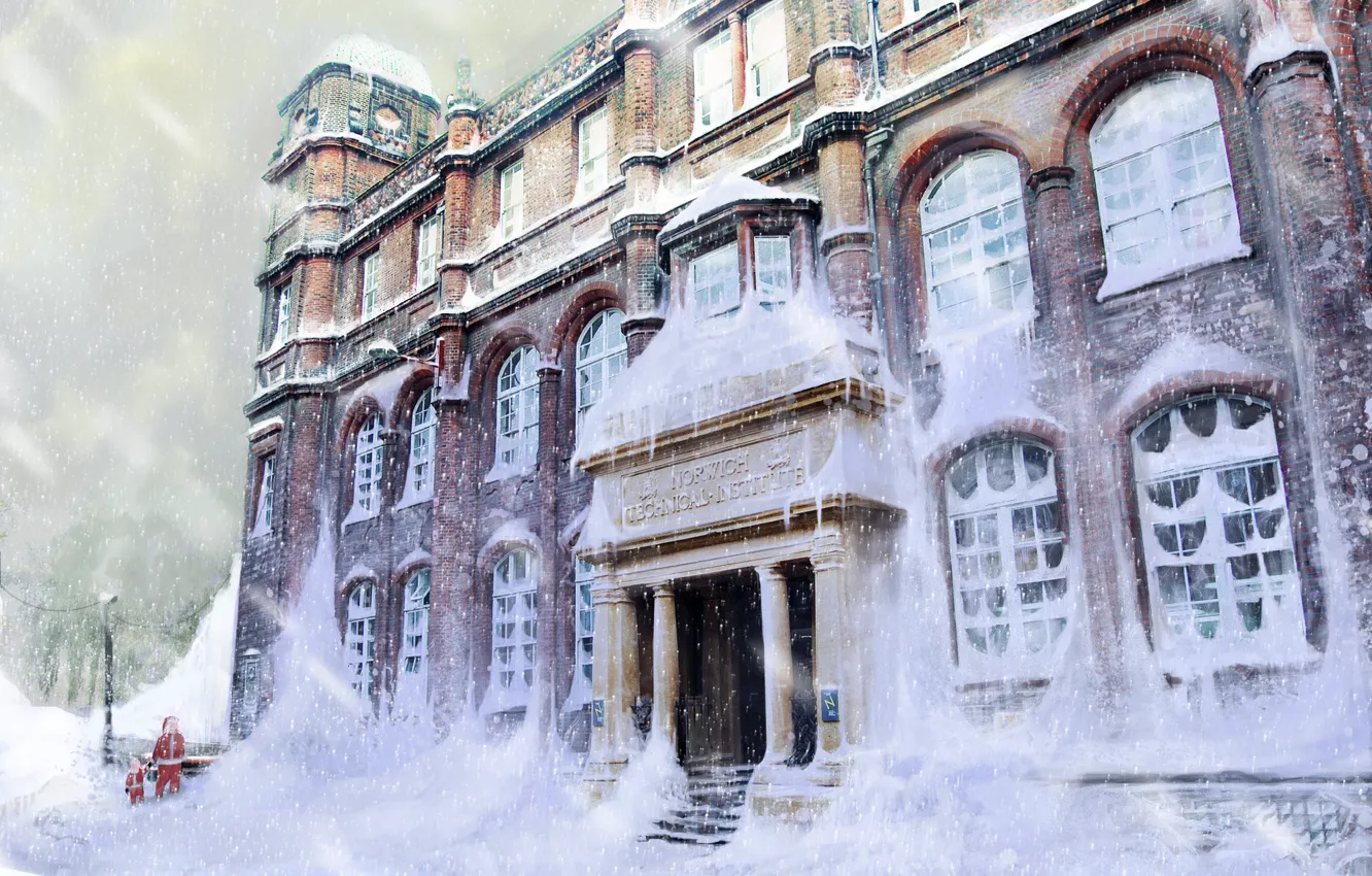 Photo wallpaper winter, snow, home, art