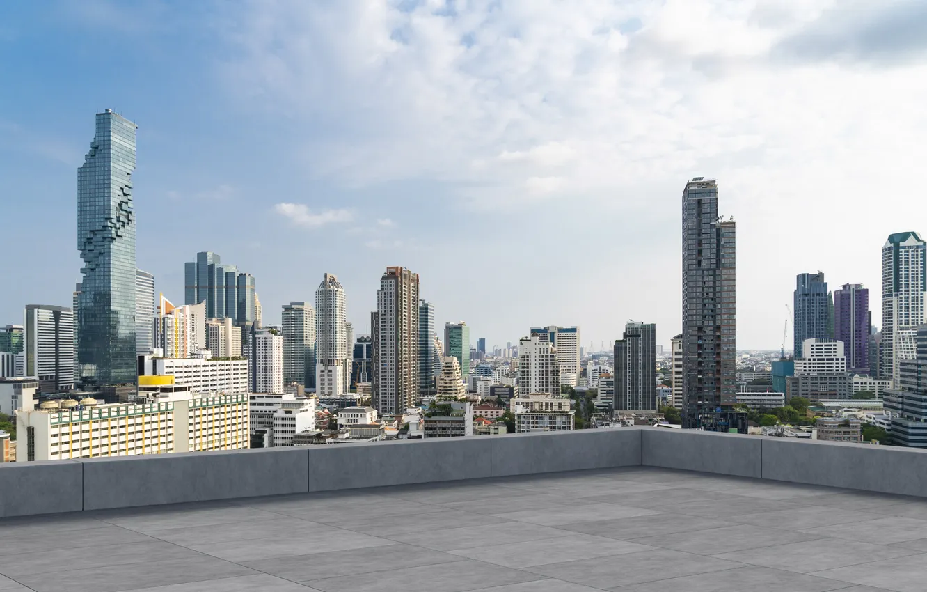 Photo wallpaper city, road, Day, view, building, terrace, Bangkok, roof