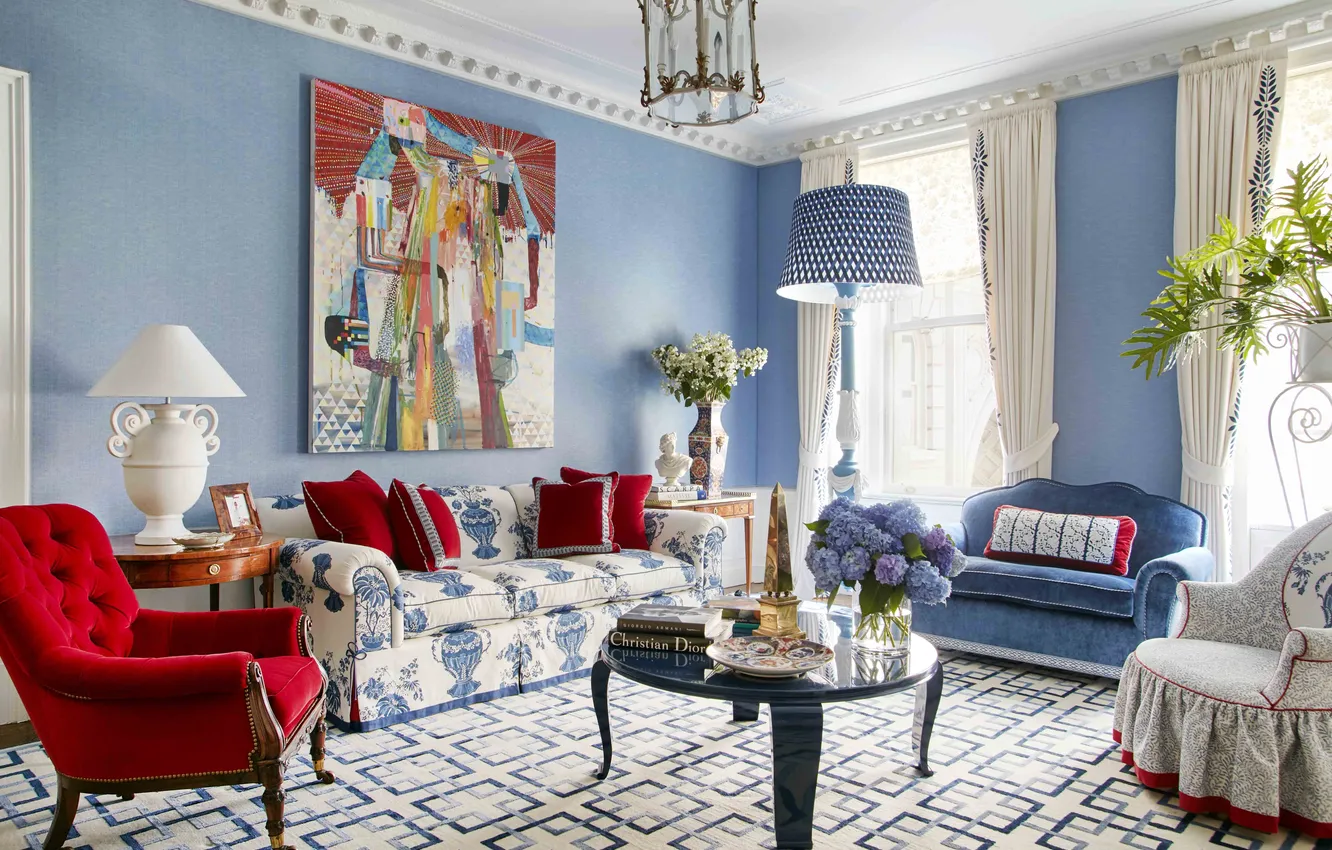 Photo wallpaper design, style, room, New York, Manhattan, living room, living room, upholstered furniture