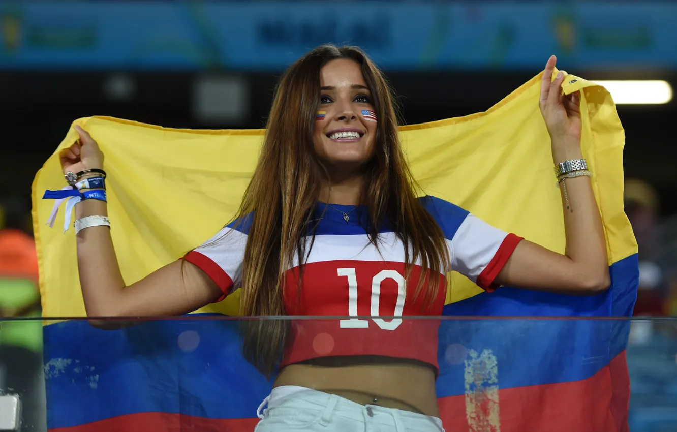 Photo wallpaper girl, flag, cheerleader, Colombia