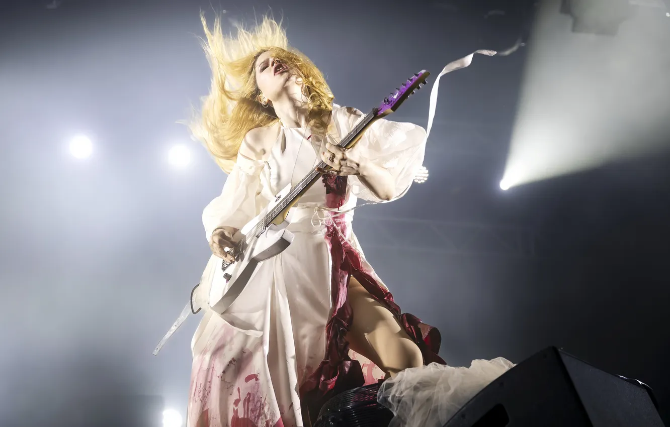 Photo wallpaper girl, music, guitar, sun