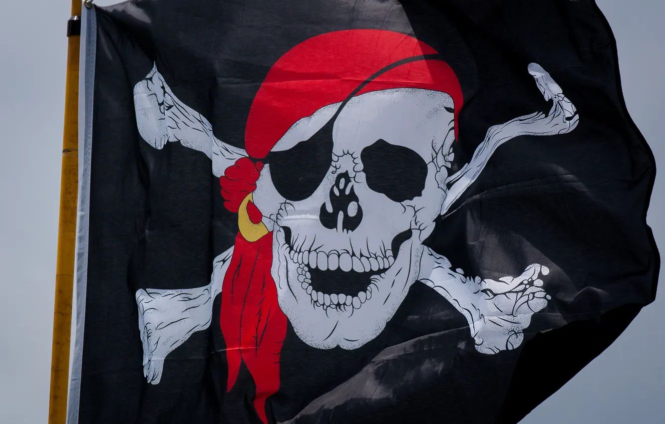 Photo wallpaper skull, flag, pirate, Jolly Roger