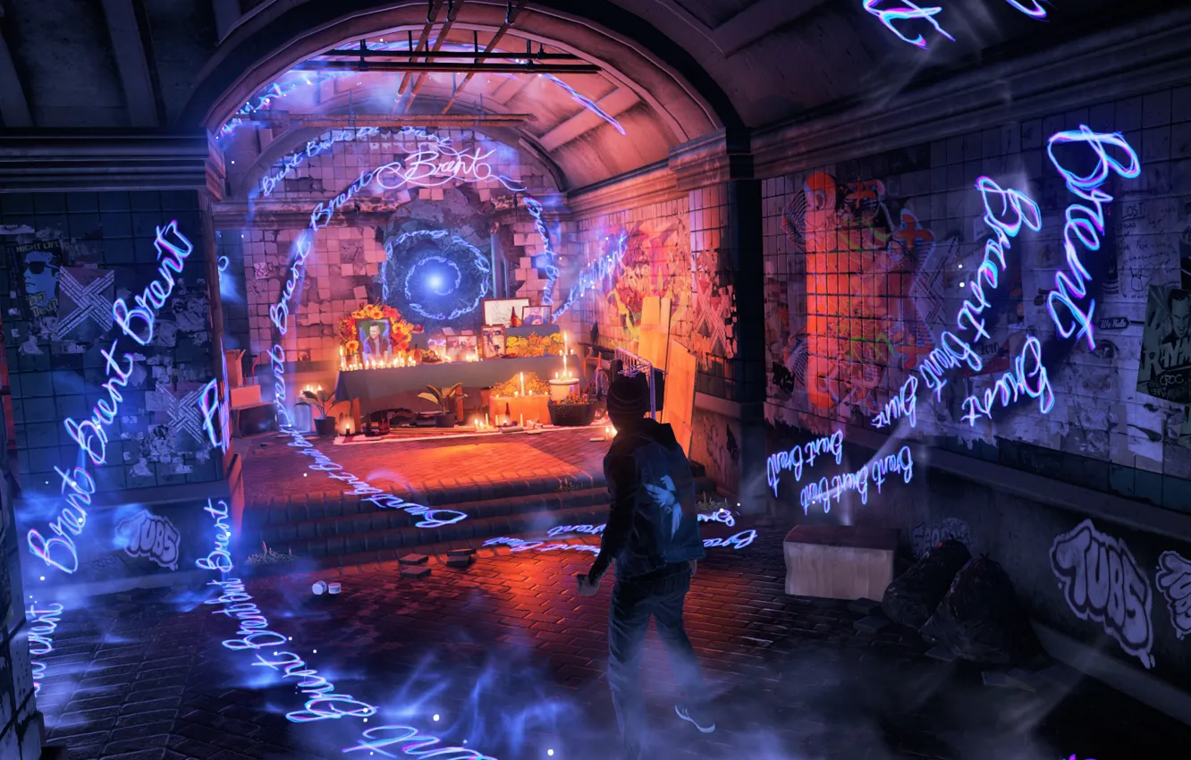 Photo wallpaper the tunnel, guy, words, inFamous: Second Son