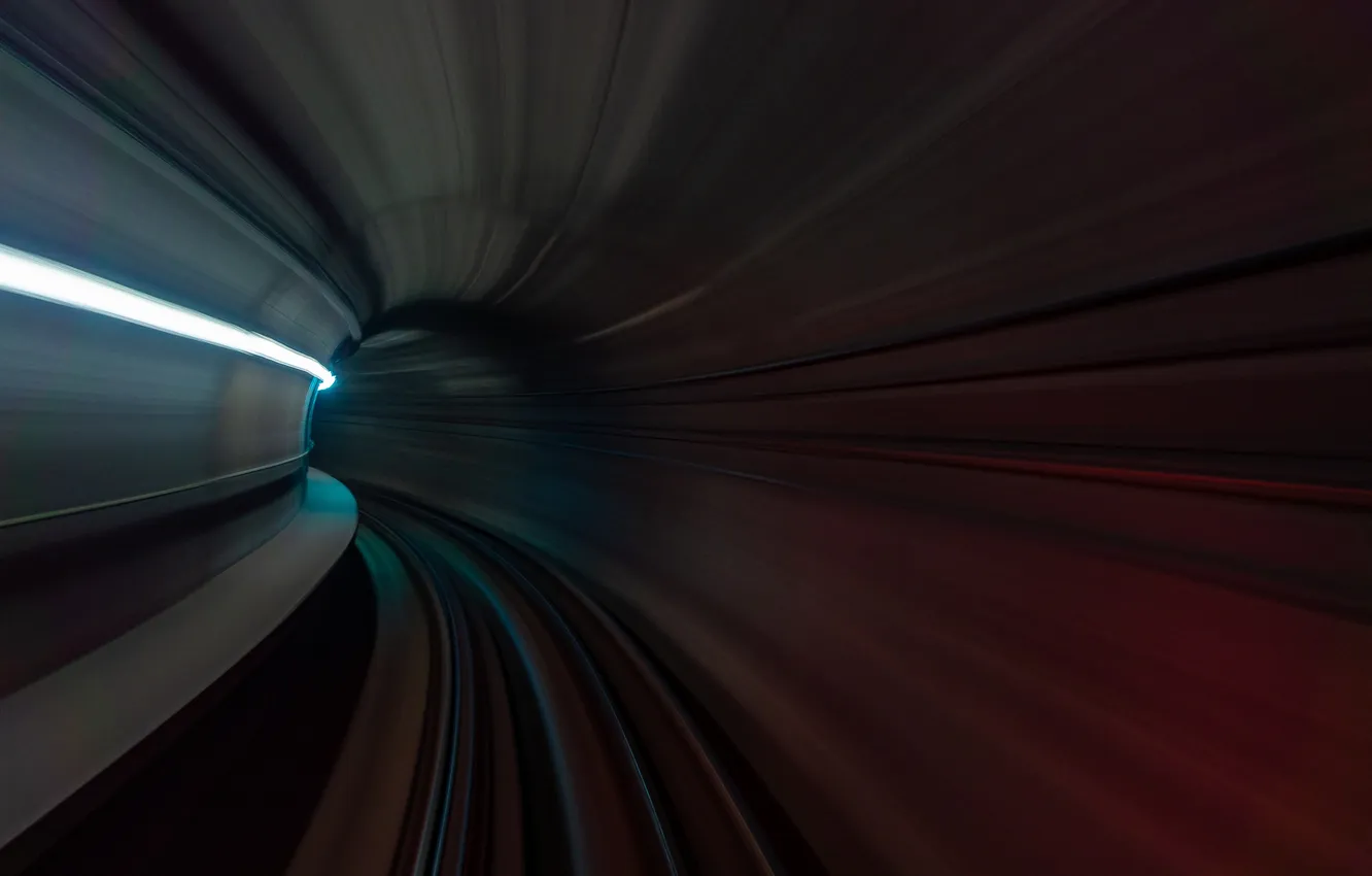 Photo wallpaper light, blue, red, movement, metro, blue, trail, neon