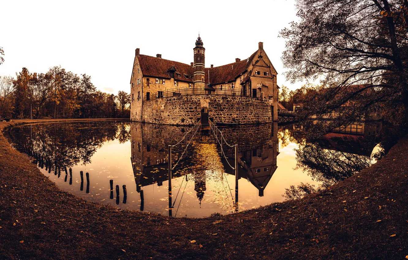 Photo wallpaper autumn, nature, castle
