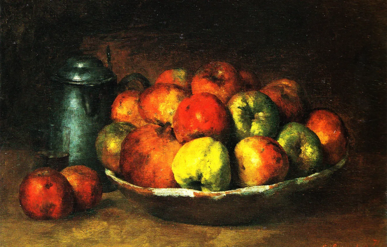 Photo wallpaper picture, Gustave Courbet, Gustave Courbet, Still life with Apples and pomegranates