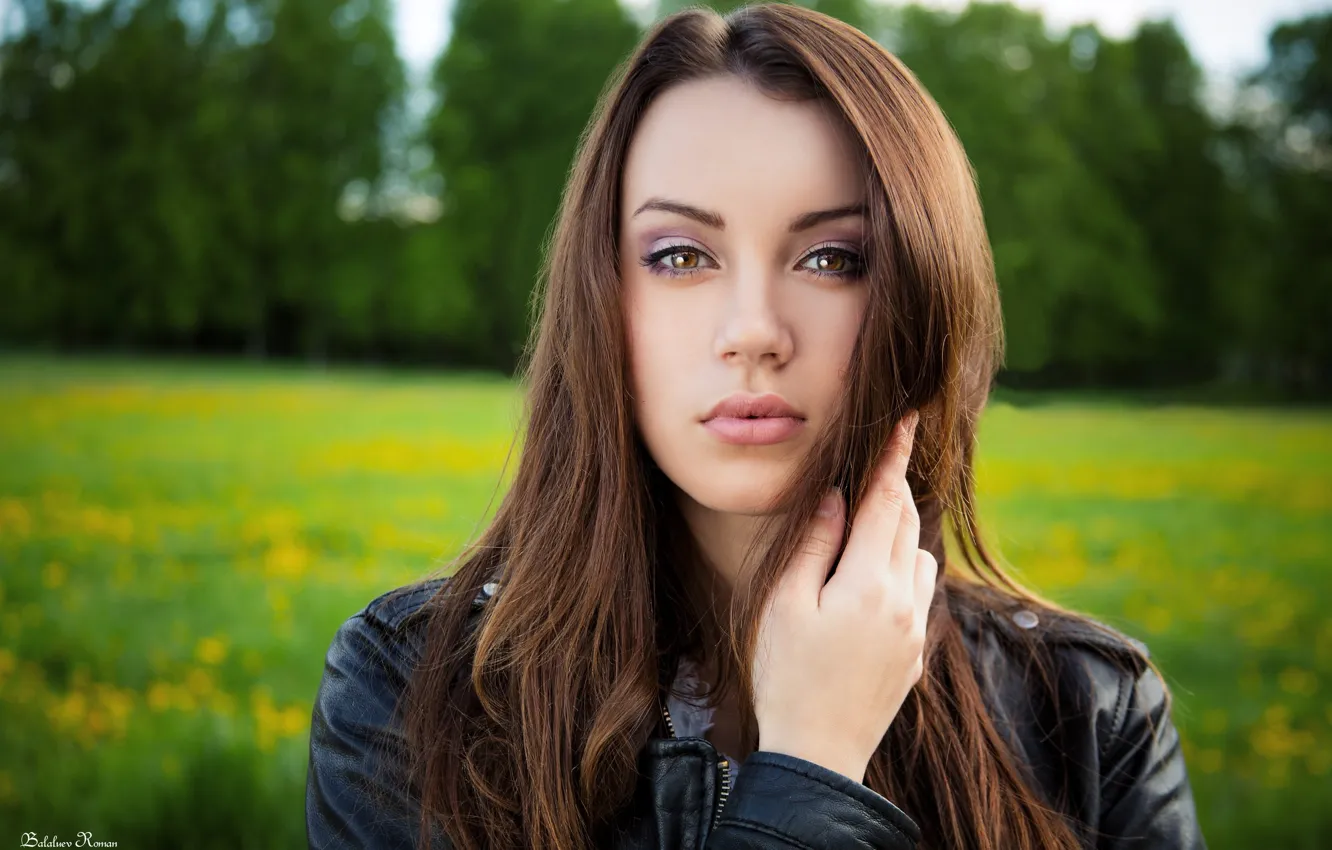 Wallpaper girl, long hair, brown hair, brown eyes, photo, photographer ...