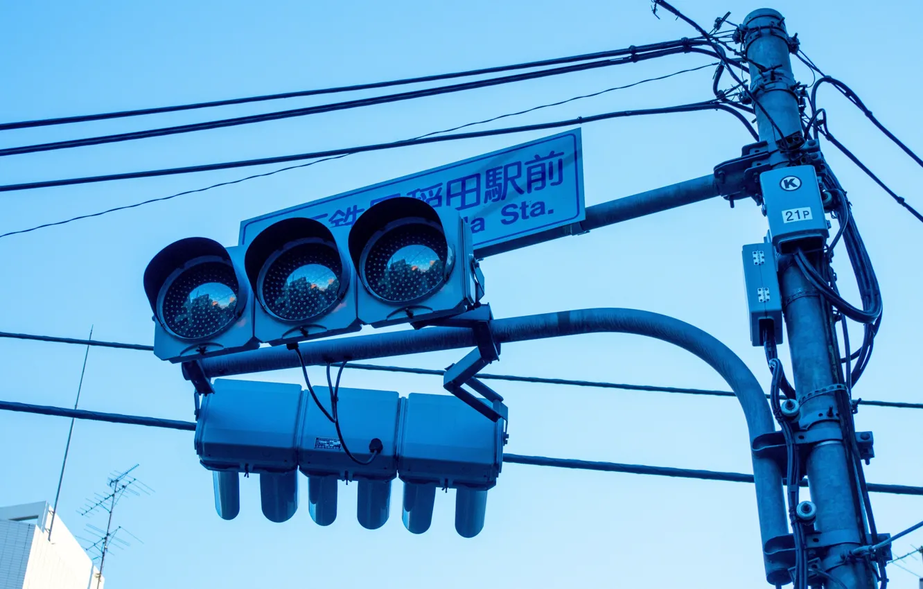 Photo wallpaper camera, Japan, traffic light, Tokyo