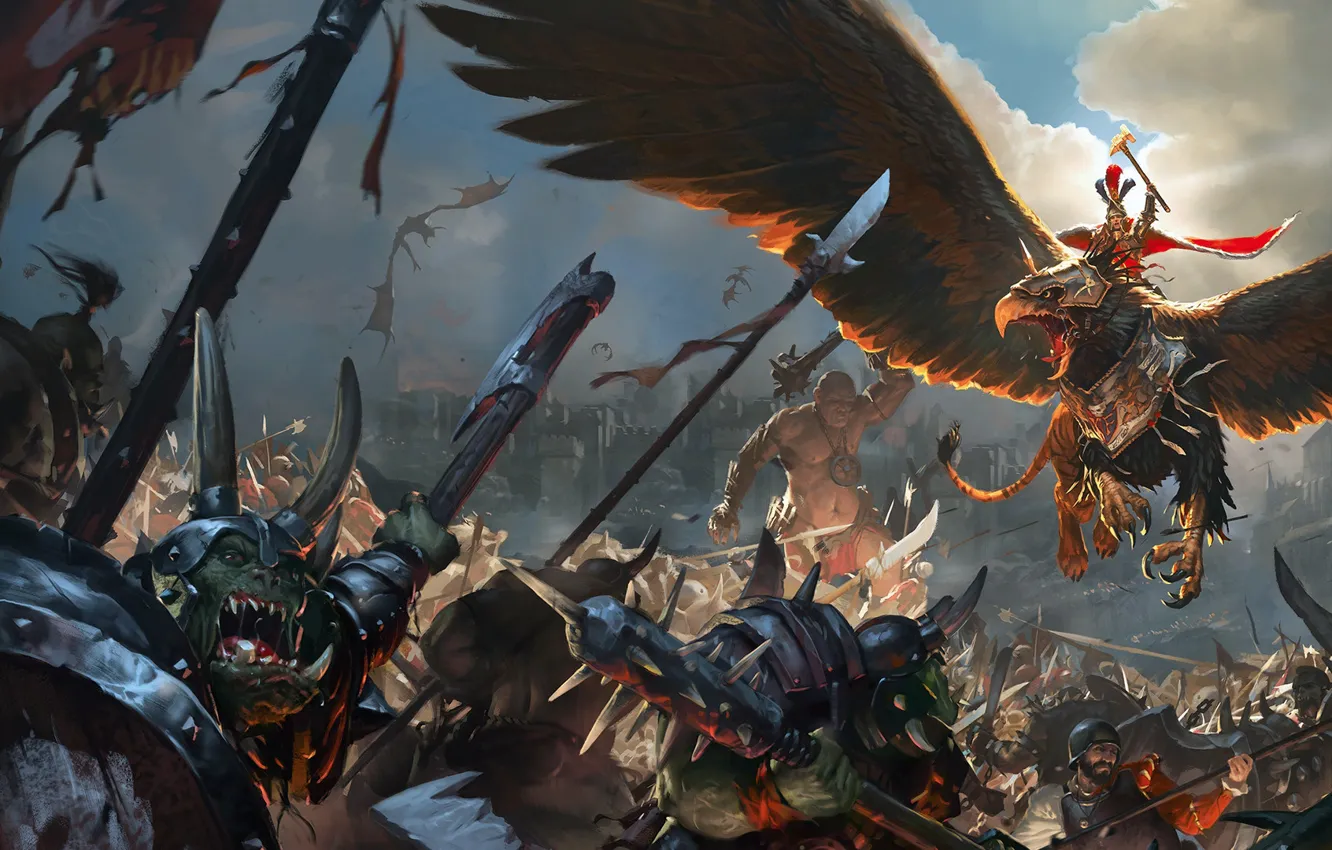 Photo wallpaper game, warhammer, empire, total war, orcs